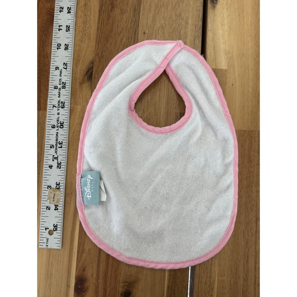 Disney Baby Winnie the Pooh Embroidered Terry Cloth Bib Pink White  vintage